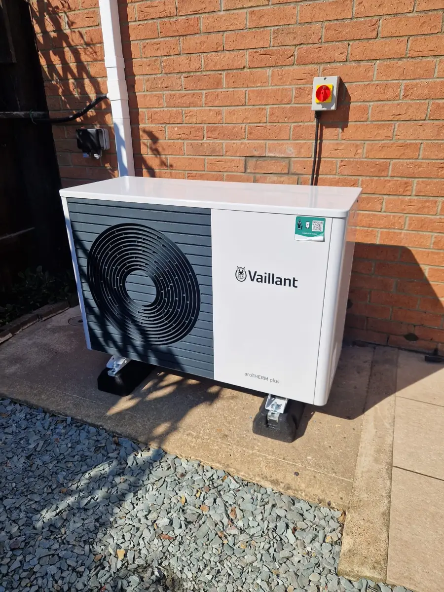 Vaillant aroTHERM Plus heat pump on anti-vibration feet